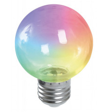 Лампа светодиодная Feron LB-371 шар прозрачный E27 3W RGB плавная смена цвета 38133