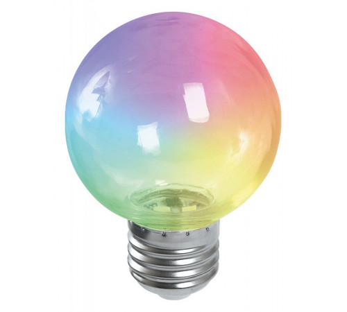 Лампа светодиодная Feron LB-371 шар прозрачный E27 3W RGB плавная смена цвета 38133