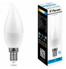Лампа светодиодная Feron E14 9W 6400K свеча на ветру LB-570 38136