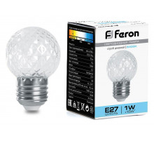 Лампа-строб Feron LB-377 Шарик прозрачный E27 1W 6400K 38220