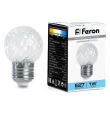 Лампа-строб Feron LB-377 Шарик прозрачный E27 1W 6400K 38220