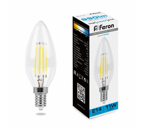 Лампа светодиодная Feron LB-713 Свеча E14 11W 6400K 38231 Лампа светодиодная Feron LB-713 Свеча E14 11W 6400K 38231