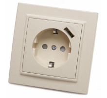 Розетка 1-местная Stekker PST16-9011-02 с защитной шторкой и с USB 39237