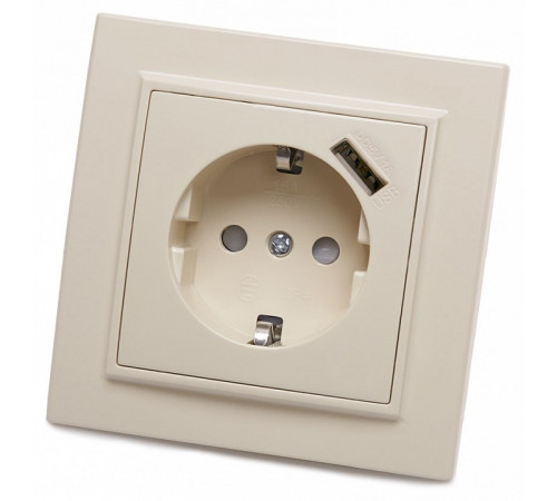 Розетка 1-местная Stekker PST16-9011-02 с защитной шторкой и с USB 39237 Розетка 1-местная Stekker PST16-9011-02 с защитной шторкой и с USB 39237