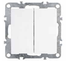 Выключатель двухклавишный Stekker Эрна белый PSW10-9104-01 39312