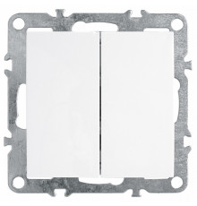 Выключатель двухклавишный Stekker Эрна белый PSW10-9104-01 39312