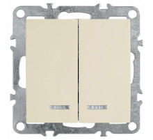 Выключатель двухклавишный Stekker Эрна с подсветкой слоновая кость PSW10-9102-02 39321