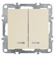 Выключатель двухклавишный Stekker Эрна с подсветкой слоновая кость PSW10-9102-02 39321