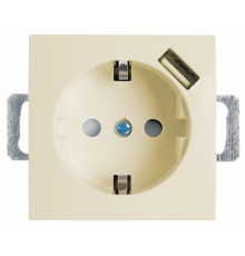 Розетка Stekker Эрна c/з 16A 250V с защитной шторкой и с USB слоновая кость PST16-9111-02 39329