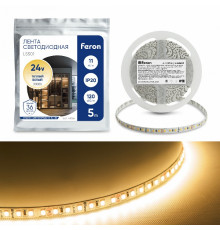 Светодиодная лента Feron 11W/m 120LED/m 2835SMD теплый белый 5М LS501 41056