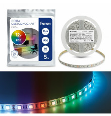 Светодиодная лента Feron 14,4W/m 60LED/m 5050SMD RGB 5M LS606 41449