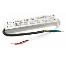 Трансформатор для светодиодной ленты Feron LB007 20Вт 12В IP67 48052