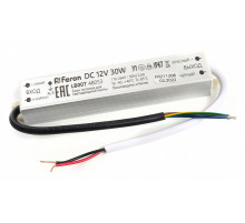 Трансформатор для светодиодной ленты Feron LB007 30Вт 12В IP67 48053