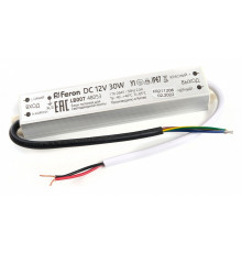 Трансформатор для светодиодной ленты Feron LB007 30Вт 12В IP67 48053