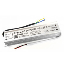 Трансформатор для светодиодной ленты Feron LB007 100Вт 24В IP67 48059
