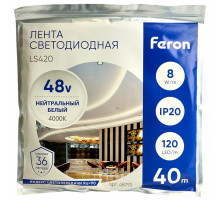 Светодиодная стабилизированная лента Feron LS420 48В 2835 8Вт/м 4000К 40м IP20 48792