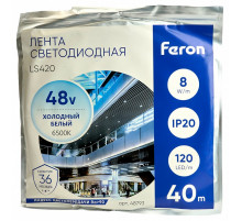 Светодиодная стабилизированная лента Feron LS420 48В 2835 8Вт/м 6500К 40м IP20 48793