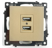 Розетка 2-местная USB Stekker Катрин GLS10-7115-08 49229