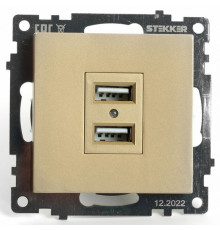Розетка 2-местная USB Stekker Катрин GLS10-7115-08 49229