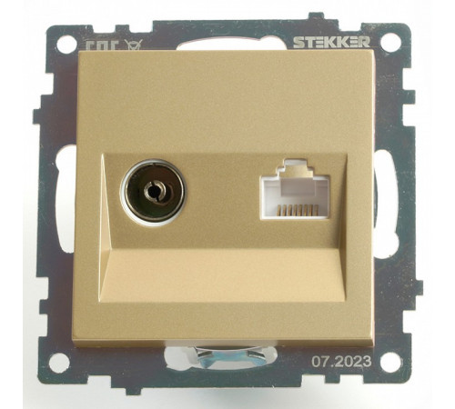 Розетка TV + компьютерная RJ-45 Stekker Катрин GLS00-7106-08 49230 Розетка TV + компьютерная RJ-45 Stekker Катрин GLS00-7106-08 49230