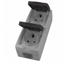 Розетка двухместная с крышкой с/з Stekker Велена PST16-12-54V 49724