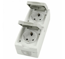 Розетка двухместная с крышкой с/з Stekker Велена PST16-22-54V 49737