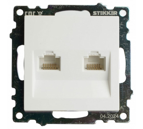 Розетка компьютерная 2-местная RJ-45 Stekker Катрин GLS00-7109-01 50003