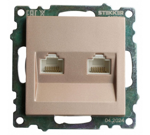 Розетка компьютерная 2-местная RJ-45 Stekker Катрин GLS00-7109-02 50004