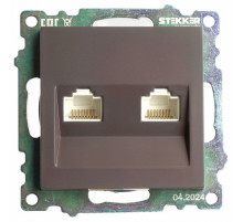 Розетка компьютерная 2-местная RJ-45 Stekker Катрин GLS00-7109-04 50006