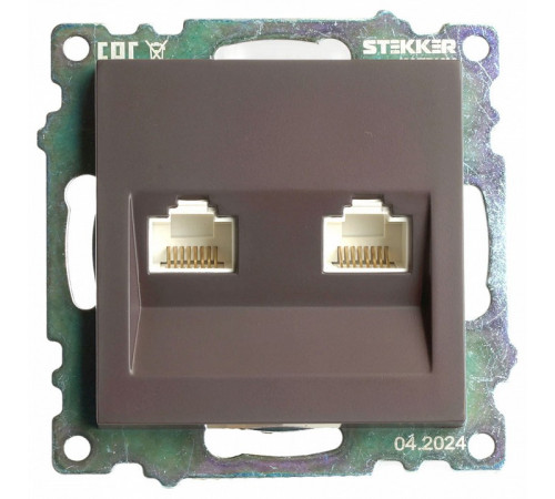 Розетка компьютерная 2-местная RJ-45 Stekker Катрин GLS00-7109-04 50006