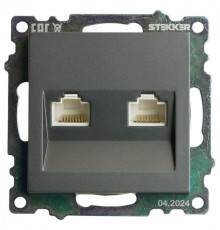 Розетка компьютерная 2-местная RJ-45 Stekker Катрин GLS00-7109-06 50008