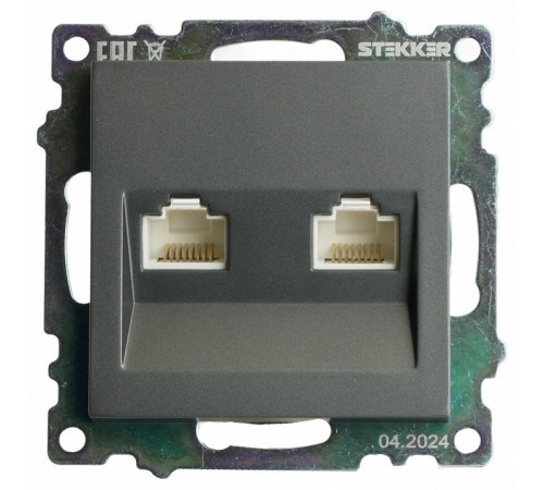 Розетка компьютерная 2-местная RJ-45 Stekker Катрин GLS00-7109-06 50008