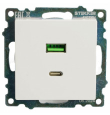 Розетка 2-местная USB + type C Stekker Катрин GLS10-7116-01 50051