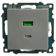 Розетка 2-местная USB + type C Stekker Катрин GLS10-7116-03 50054