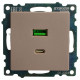 Розетка 2-местная USB + type C Stekker Катрин GLS10-7116-02 50056