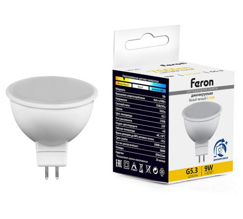 Лампа светодиодная диммируемая Feron LB-561 MR16 G5.3 9W 6400K 51072