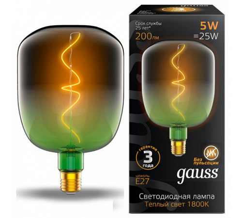 Лампа светодиодная филаментная Gauss E27 5W 1800K зеленая 1009802105