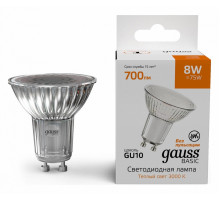 Лампа светодиодная Gauss Basic GU10 8W 3000K 10106182