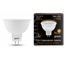 Лампа светодиодная Gauss GU5,3 7W 2700K прозрачная 101505107