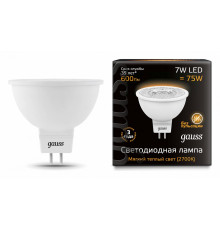Лампа светодиодная Gauss GU5,3 7W 2700K прозрачная 101505107