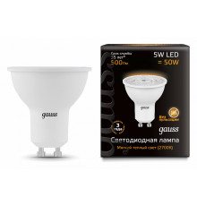 Лампа светодиодная Gauss GU10 5W 2700K матовая 101506105