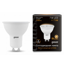 Лампа светодиодная Gauss GU10 7W 3000K матовая 101506107