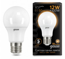 Лампа светодиодная Gauss E27 12W 3000K матовая 102502112
