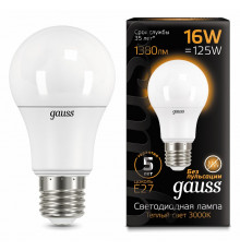 Лампа светодиодная Gauss E27 16W 3000K матовая 102502116