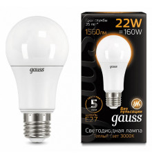 Лампа светодиодная Gauss E27 22W 3000К матовая 102502122
