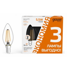 Лампа светодиодная Gauss Basic Filament E14 5,5W 2700K 1031116T