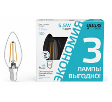 Лампа светодиодная Gauss Basic Filament E14 5,5W 4100K 1031126T