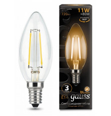 Лампа светодиодная филаментная Gauss E14 11W 2700К прозрачная 103801111
