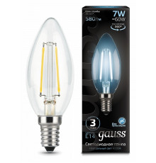 Лампа светодиодная филаментная Gauss E14 7W 4100К прозрачная 103801207