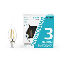 Лампа светодиодная Gauss Basic Filament E14 5,5W 4100K 1041126T